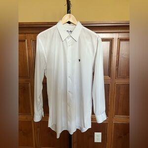 Comme des Garçons Shirt Men’s White with Black Heart Patch Size XL